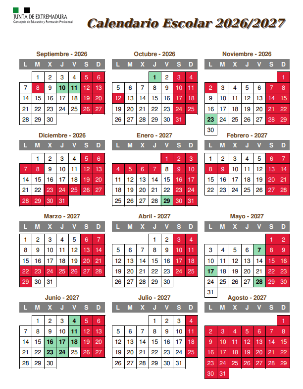 Calendario Escolar 2026-2027